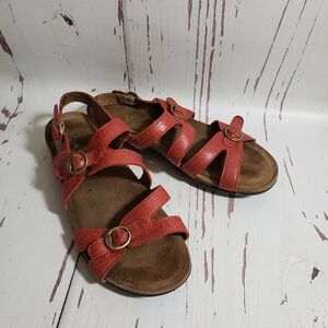 Dansko red open toe straps and buckle woman sandals size 38